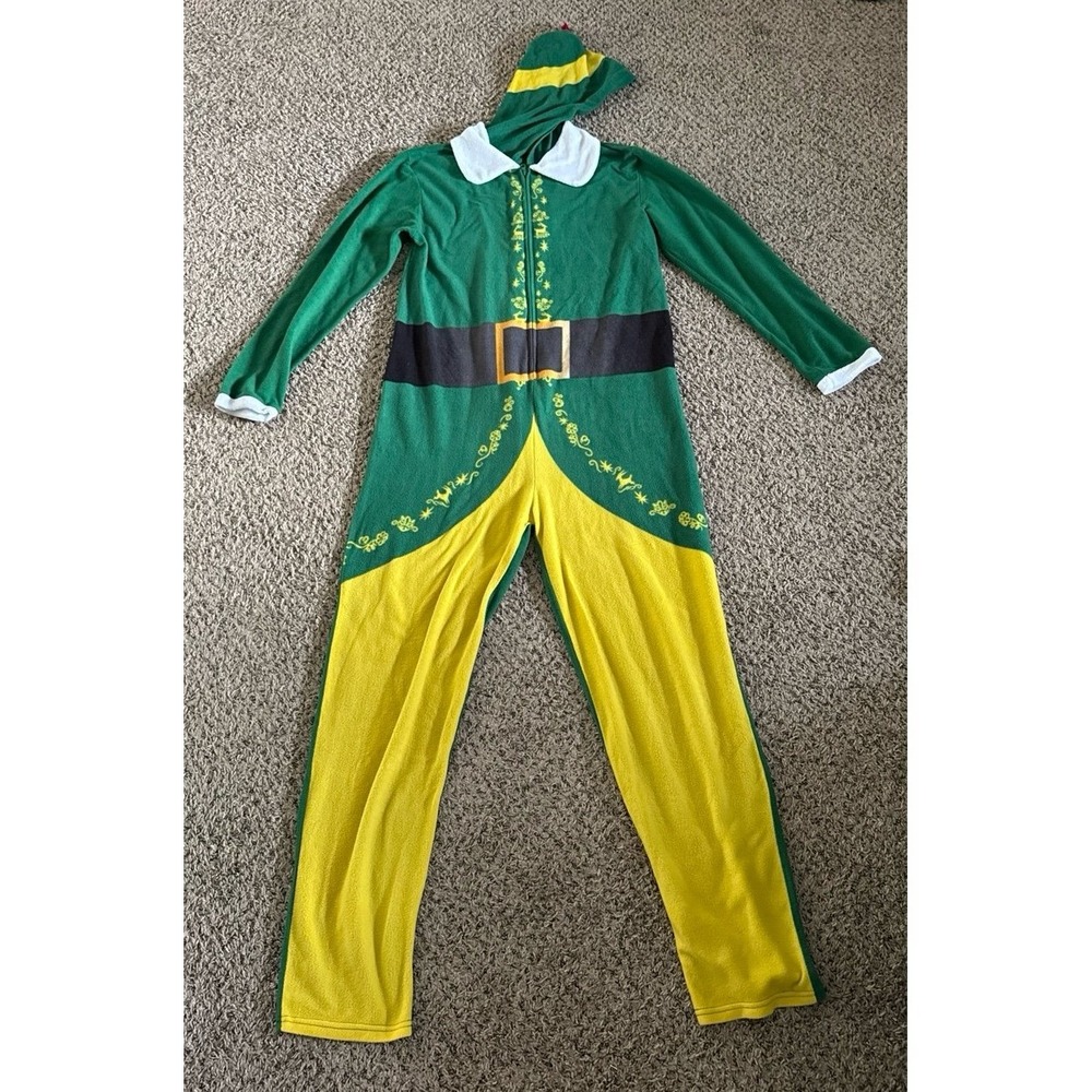 Elf Buddy the Elf Green Yellow One Piece Pajama Set Size‎ Large